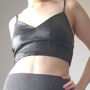 Black Vegan Leather Bralette